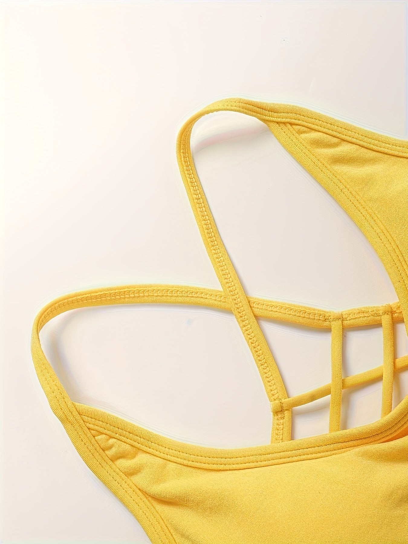 Women's Seamless Yoga Cross Back Sports Bra, Solid Color, Hollow Design, Casual Sports Style