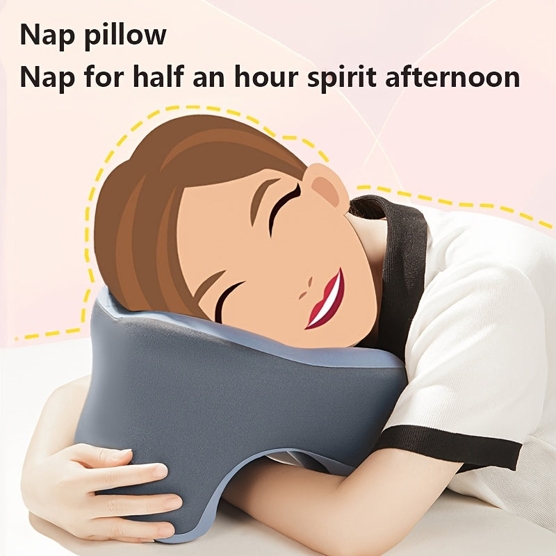 1pc Ergonomic U-Shaped Nap Pillow –, Portable & Machine Washable, Comfortable for Office, Student, and Travel Use, Available in Blue, Gray, Pink