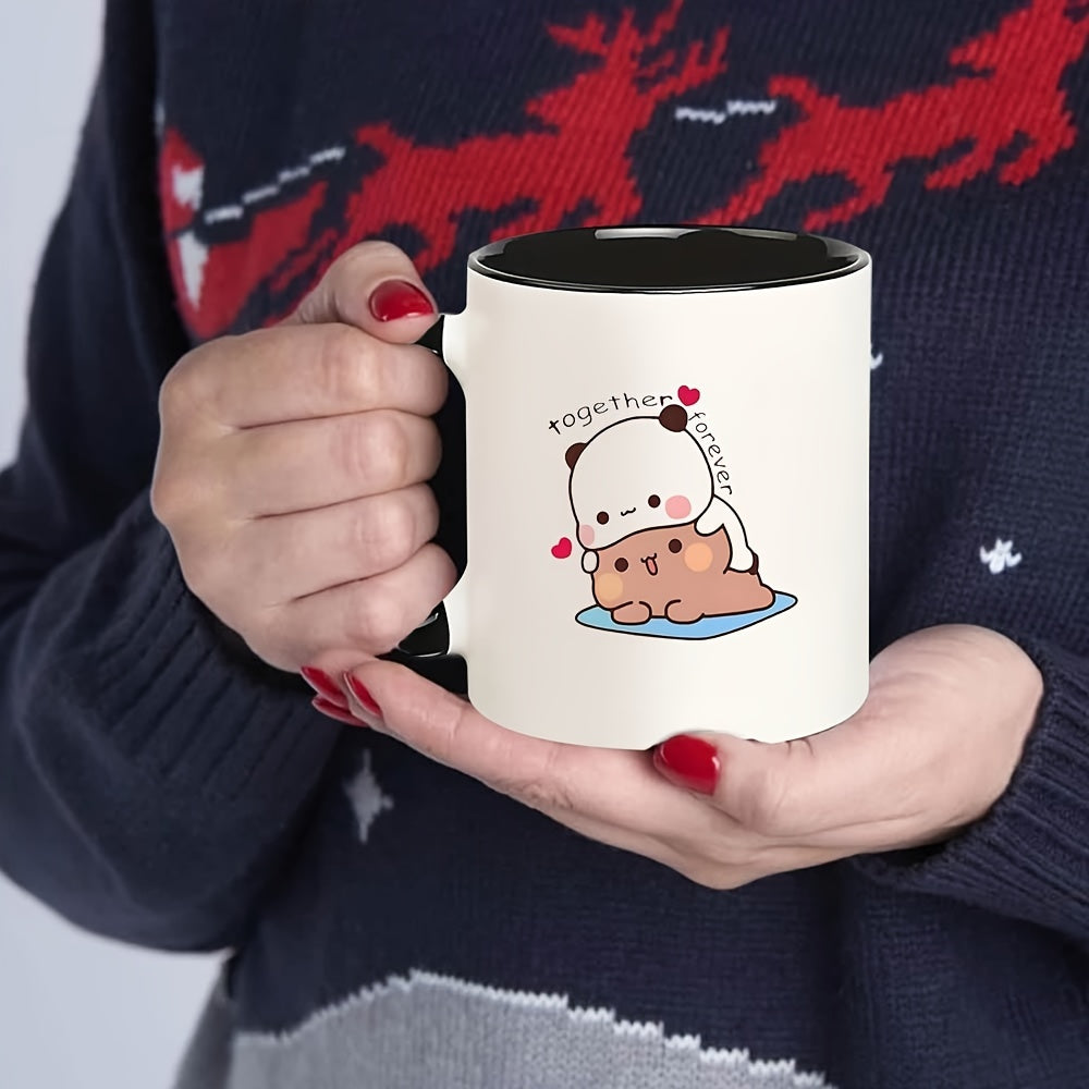 Adorable Couple Ceramic Coffee Mug Set: Perfect for Valentine's Day or Any Special Occasion - 325ml