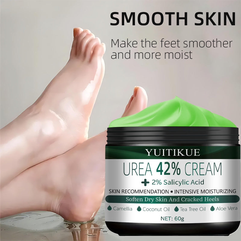 YUITIKUE 42% Urea Foot Cream for Extremely Dry Cracked Heels - Tea Tree Ant-Cracking Moisturizer with Natural Ingredients, Non-Greasy Formula, Hypoallergenic & Safe for Sensitive Light Beige