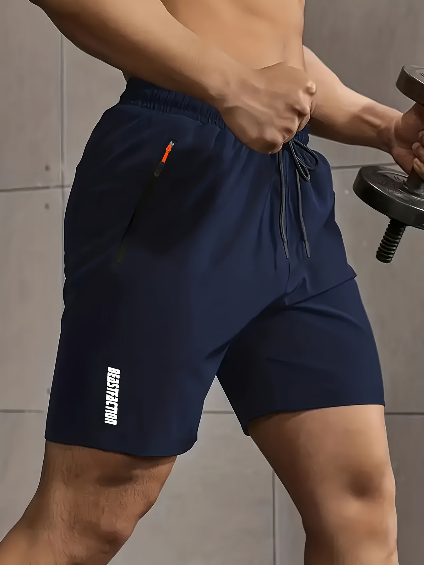 Men'S Summer Casual Shorts, New Fashion Loose Fit Sports Running Fitness 5/4 Pants, Polyester, Zipper, Print Pattern, Slight Stretch Fabric, 120g/m², Woven, with for Men