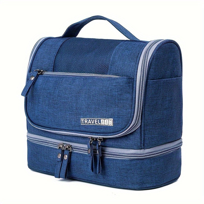 Multi-Functional Travel Organizer with Top Zipper Closure & Hanging Loop - Heavy-Duty High Quality Folding Toiletry & Cosmetic Case with Multiple Compartments, Golden-Tone Hardware, Durable Fabric Construction - Ideal for Bus