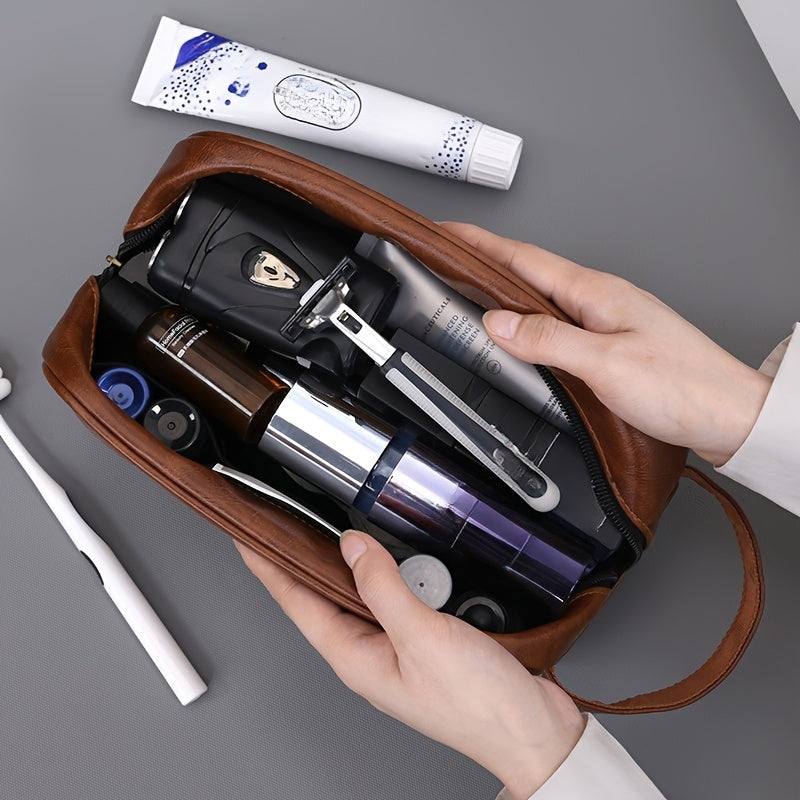 Large Capacity Waterproof Toiletry Bag with Safety Zipper & Wrist Strap - Spacious Travel Makeup Organizer for Men & Women, Durable Cosmetic Bag for Adults, Black, Toiletry Travel Bag