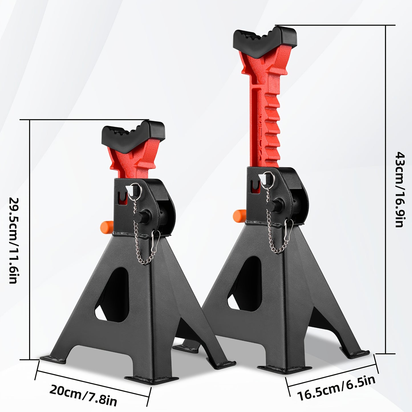 1-Pair Heavy Duty 6-Ton (12,0.0 g) & 3-Ton (6,0.0 g) Capacity Steel Jack Stands with Interlocking Stability, Secure Latches & Rubber Caps - Alloy Steel Construction, A-Frame Design for Car Repair, Vehicle Maintenance, Garage,