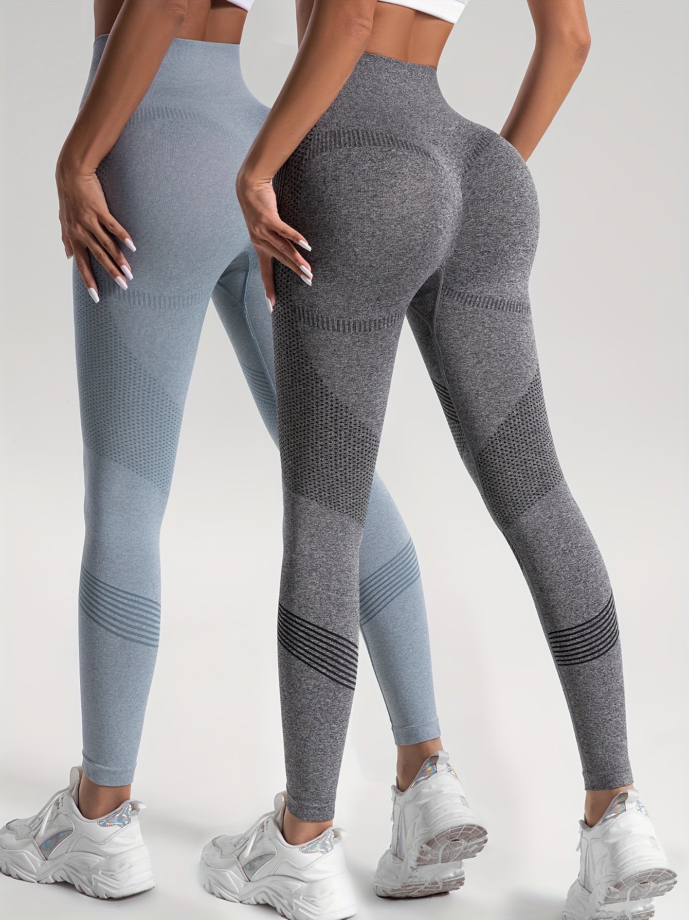 2pcs Solid Color High-Stretch Fitness Yoga Sports Leggings, Soft Breathable Yoga Tight Pants, Women's Activewear