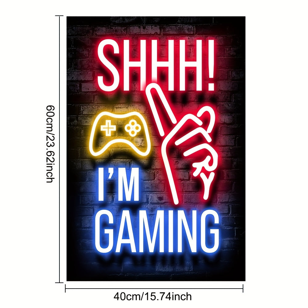 1pc Neon Game Poster - Vibrant Canvas Painting for Electronic Sports Room, Game Hall, and Boys' Bedroom - Perfect Wall Decor for Gamers