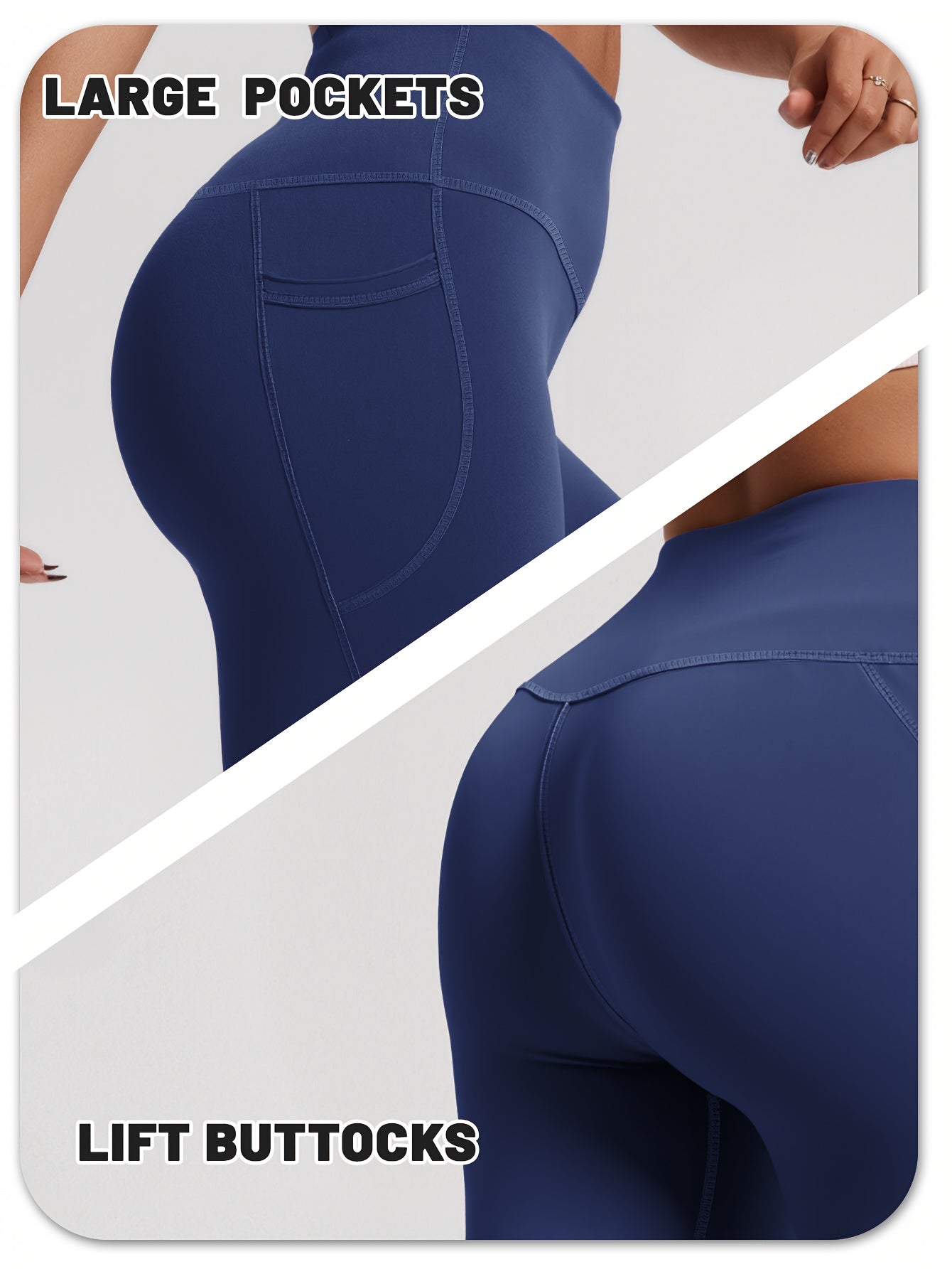 SOYUN Women'S High-Waisted Yoga Leggings with Pockets - Tummy Control Butt Lifting Design, Medium-Stretch Solid Color Workout Pants for Cycling, Running, Gym & Yoga - All-Season Comfort, No Belt Needed, Yoga Pants, Fitness Ap