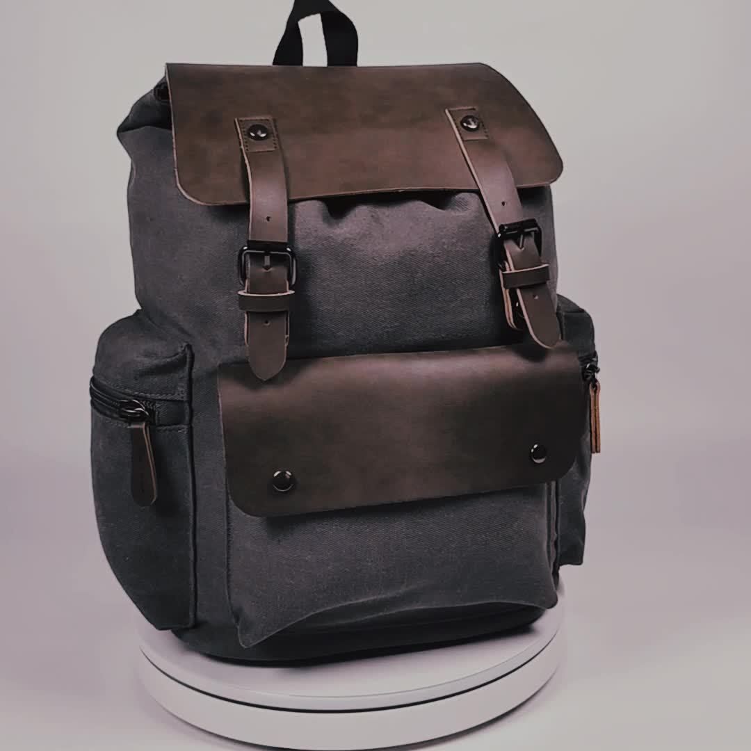 1pc Trendy Retro Canvas Computer Bag Backpack, Student School Bag, Retro Casual Backpack, Strong Durable Travel Business Trip Storage Bag