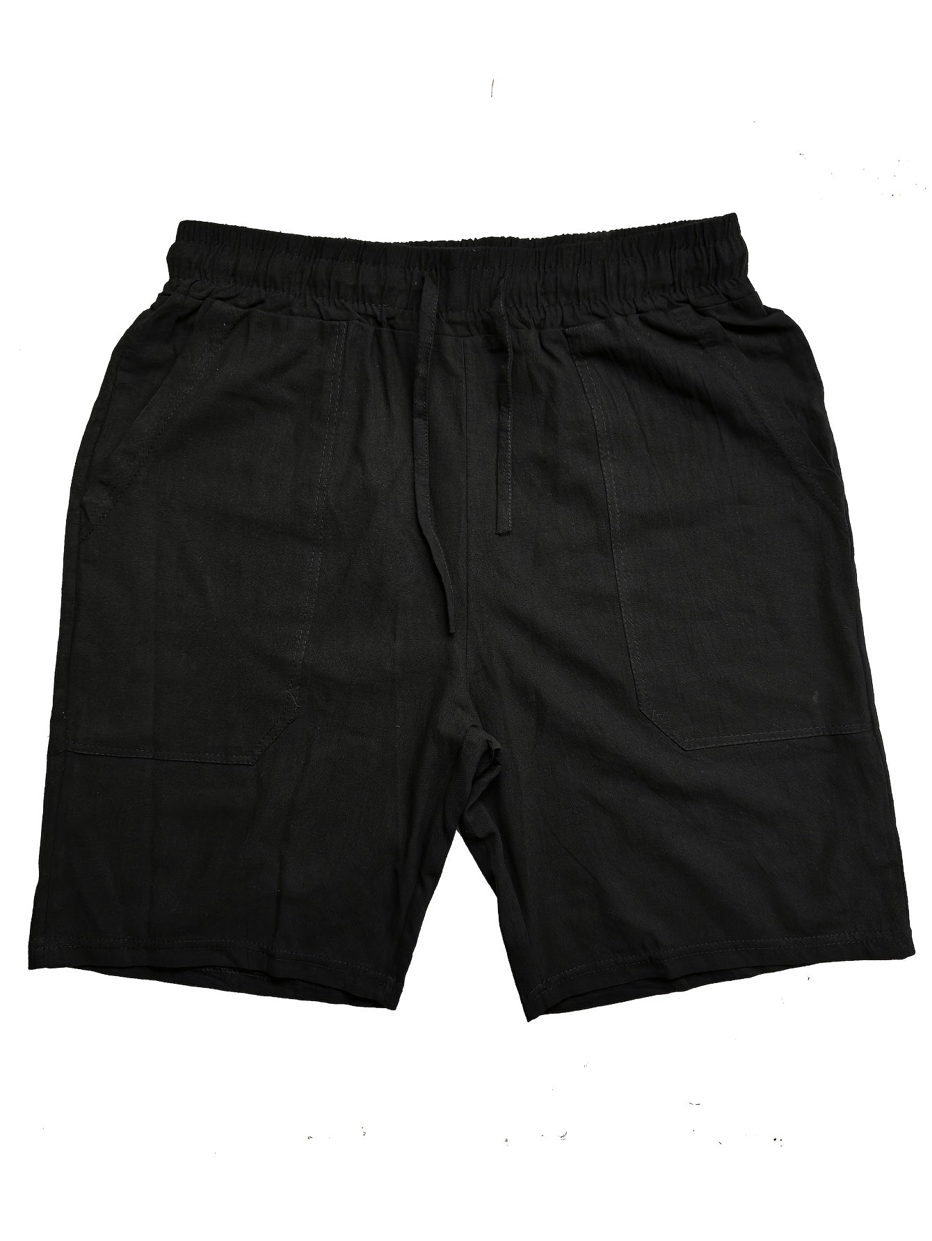 Men's Summer Shorts, Drawstring Elastic Waist, Straight Leg Solid Color Breathable Casual Beach Capri Pants - Three-Pack