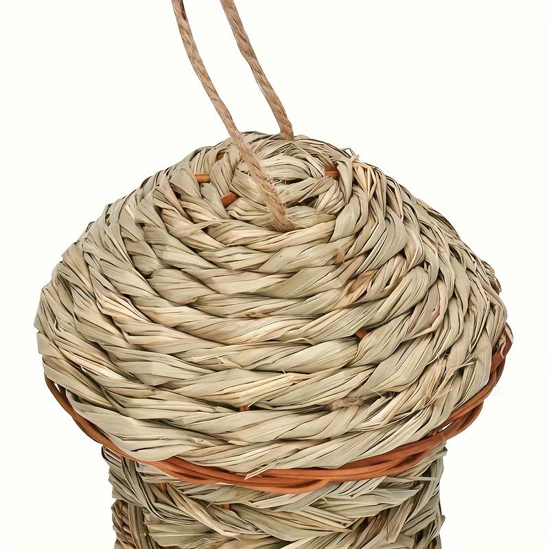 1pc Natural Grass Woven Bird House, Hanging Garden Decoration Pet Straw Bird Nest Bird House