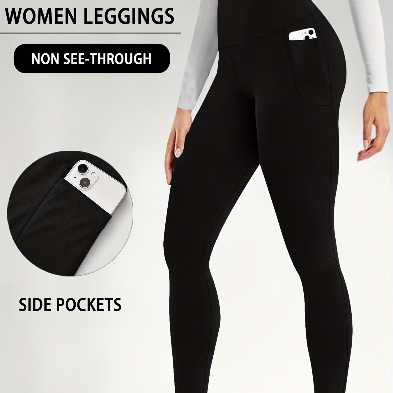 Women's High Waisted Super Soft Yoga Leggings with Pockets - Tummy Control, Stretchy Workout & Running Pants, Light Pink, Machine Washable, All-Season Comfort