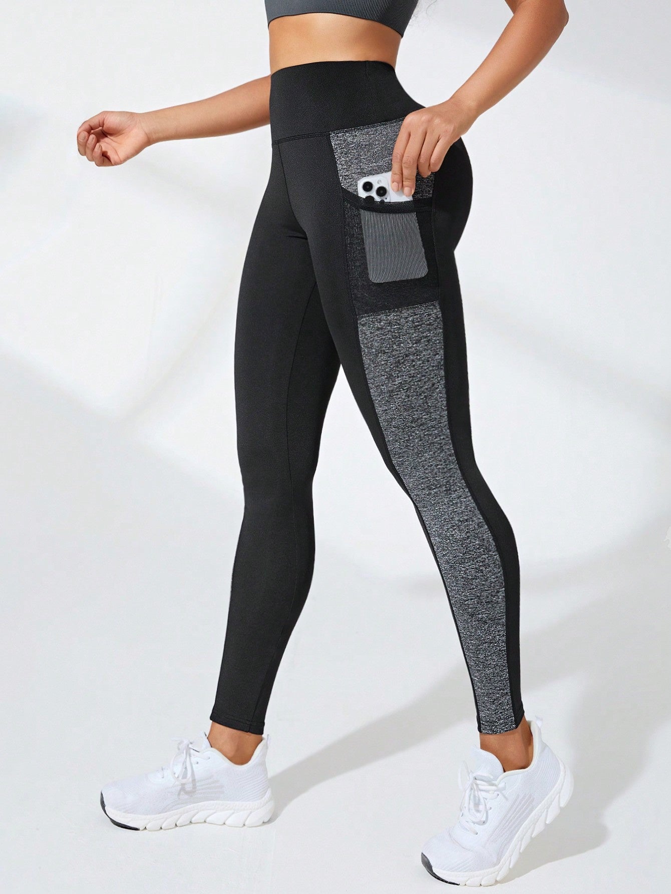 Women'S High-Waisted Pants - Stretchy Tummy-Control Leggings with Side Pockets, Non-Slip Elastic Waistband, All-Season Slim Fit Trousers for, Office, Everyday - Black/Gray/ - Deal, Wear, Sleek Design, Comfortable Material, En