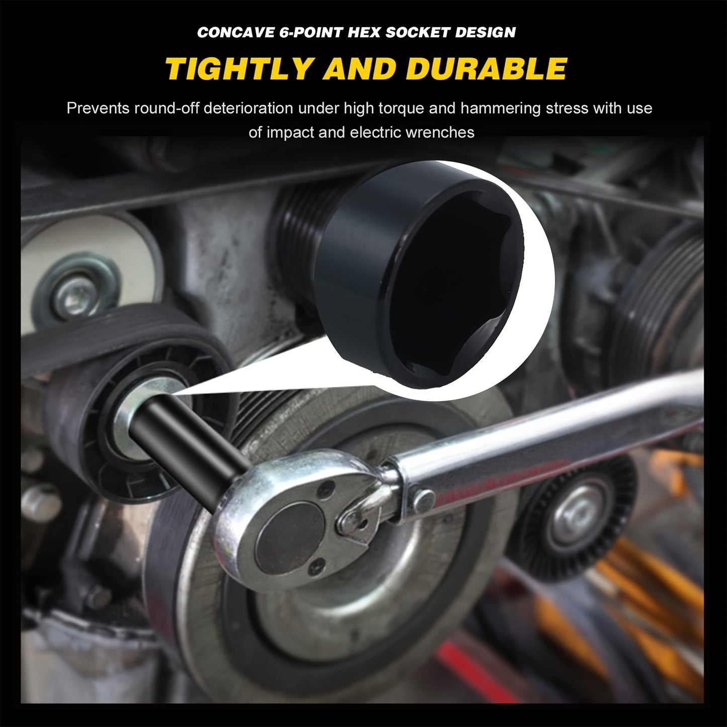 1 Set Heavy-Duty Impact Socket Set, Deep Drive Carbon Steel Sockets, Mechanical Operation, No Power Required, Ideal For Auto Repair And Maintenance