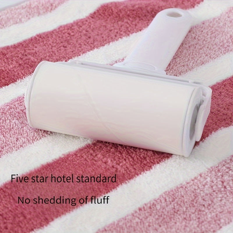8pcs Set of Lint-Free, Super Absorbent And Super Soft Five-Star Hotel Standard Two-Color Striped Bath Towel Set, Including 2 Large Bath Towels, 2 Large Face Towels And 4 Hand Towels - Quick Drying | with Hanging Loop | Light