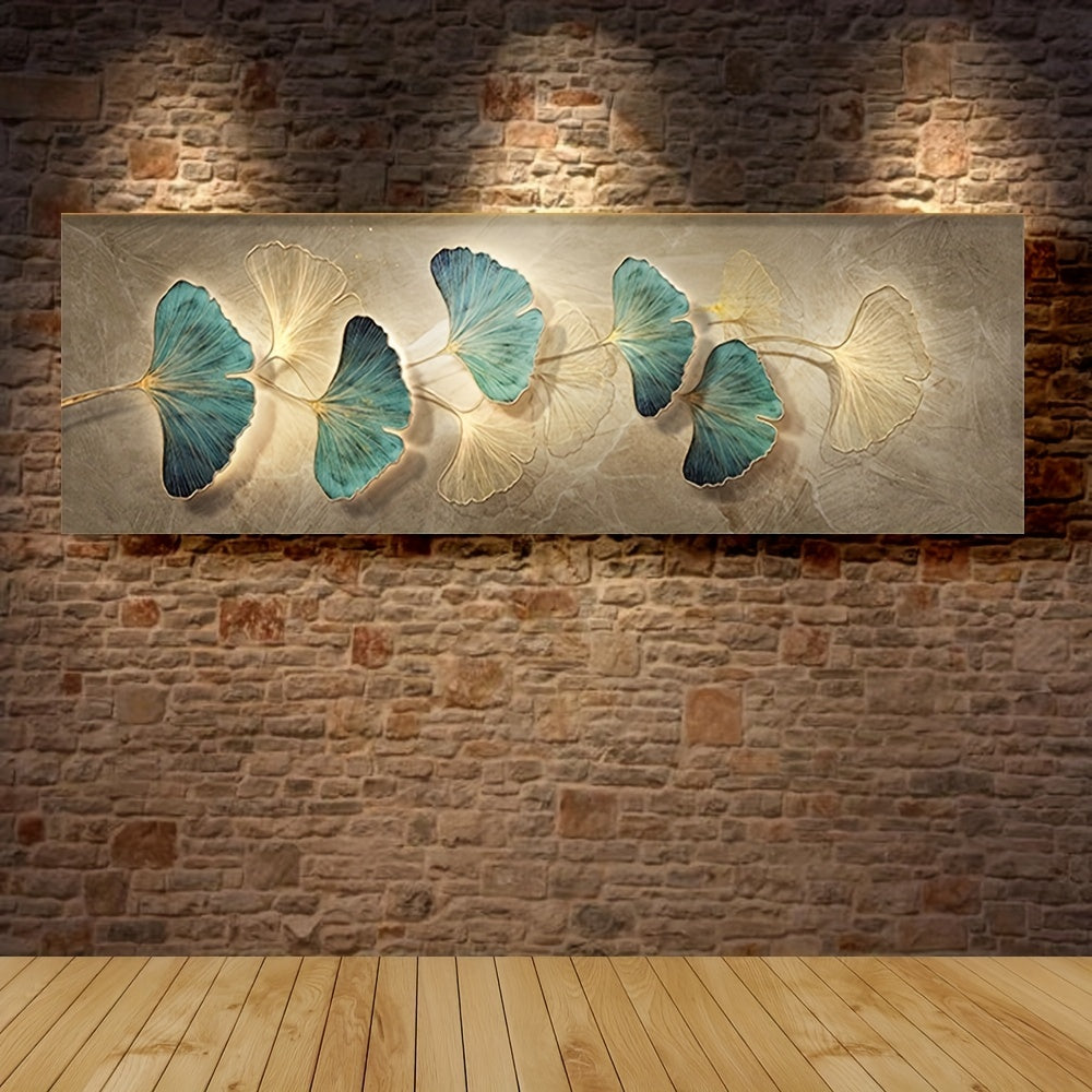 1pc HD Printed Ginkgo Biloba Leaves Canvas Decorative Painting, Light Luxury Art Print Picture, Texture Wall Art Painting For Living Room Bedroom Dining Room Restaurant Office Hotel Homestay & Home, Artwork, Home Decor, No Fr