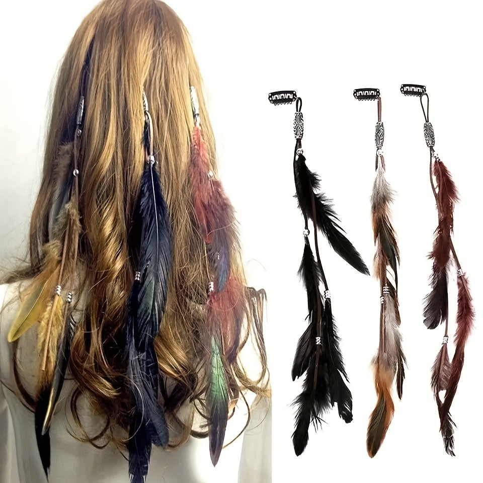 1pc Faux Feather With A Snap Clip Boho Style Feather Tassel Hair Extension Hair Clip For Women Daily Use