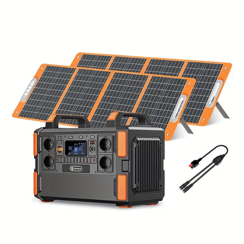 1000W Lifepo4 Battery Solar Power Generator 1041.6Wh 230V (2000W Surge) Emergency LFP Battery Power Generator with 4*AC Solar Power Station, 19 output socket Portable Power Station for Emergency/Outdoor camping/RV/Home/Comput
