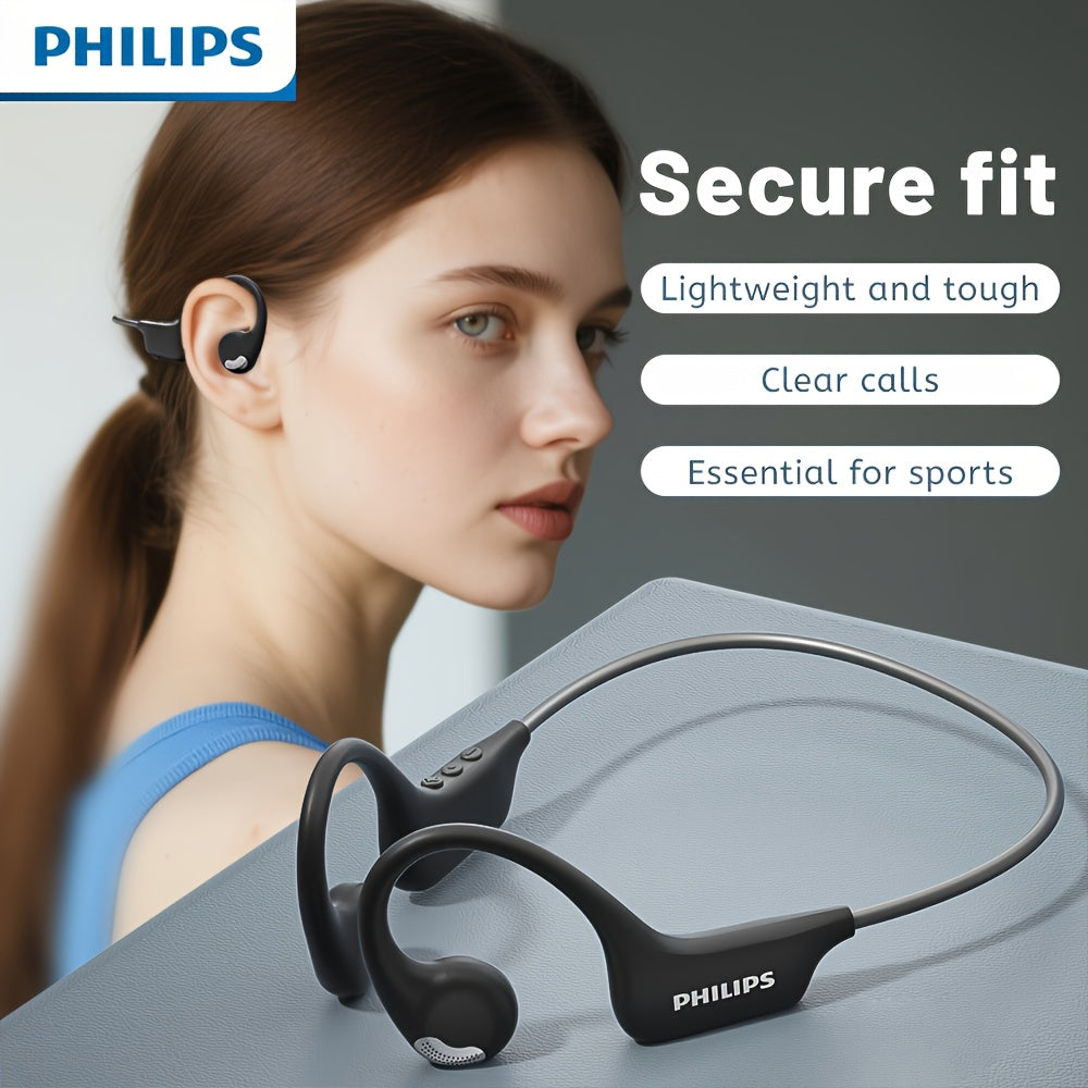 For Philips BT5.3 Wireless Headphones - Sporty Open-Back Design with Built-in Microphones, Neck Strap, Stereo Sound, USB-C Charging, Lightweight & Durable for Running, Gym, Workouts - Model TAA1708, Workout Headphones, Gym Ea