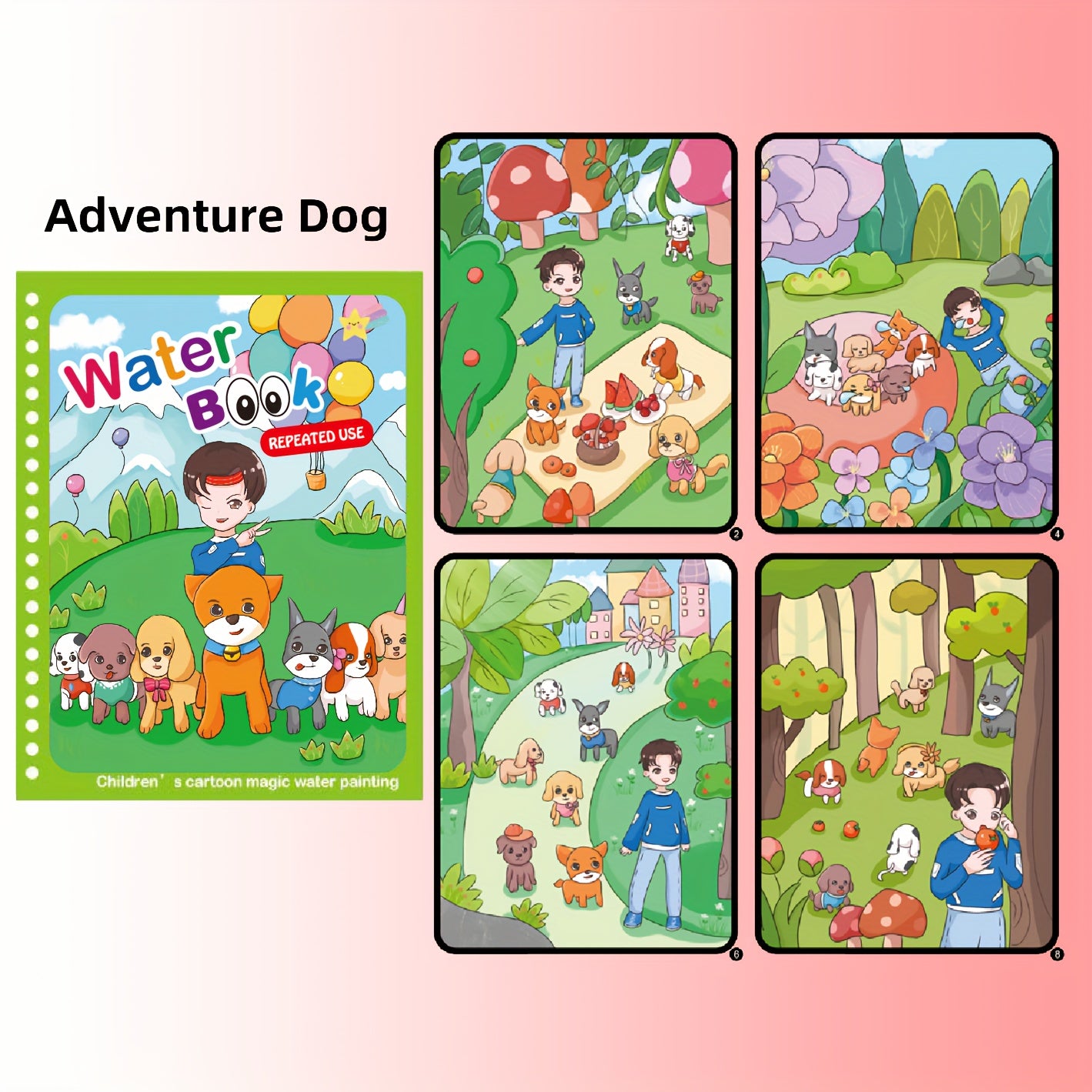 Watercolor Magic Book Toddler Reusable Painting Animal Cartoon Coloring Book Boys Girls Educational Learning Toys Gifts Christmas, Thanksgiving, New Year's Gifts Easter Gift