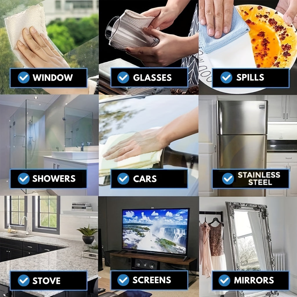 10pcs Premium Microfiber Dishcloth, Magic Rag, Absorbent Dish Cleaning Cloth, Kitchen Dishcloth, Cleaning Towel Special For Glass, Cleaning Gadget For Restaurants, Food Trucks, Cafes