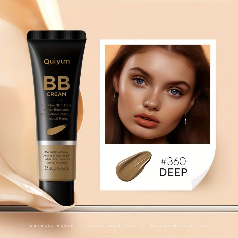 Quiyum BB Cream, Waterproof Long Lasting Pores Concealer, Brighten Skin Tone, Cover Blemishes Make Up Foundation 30g