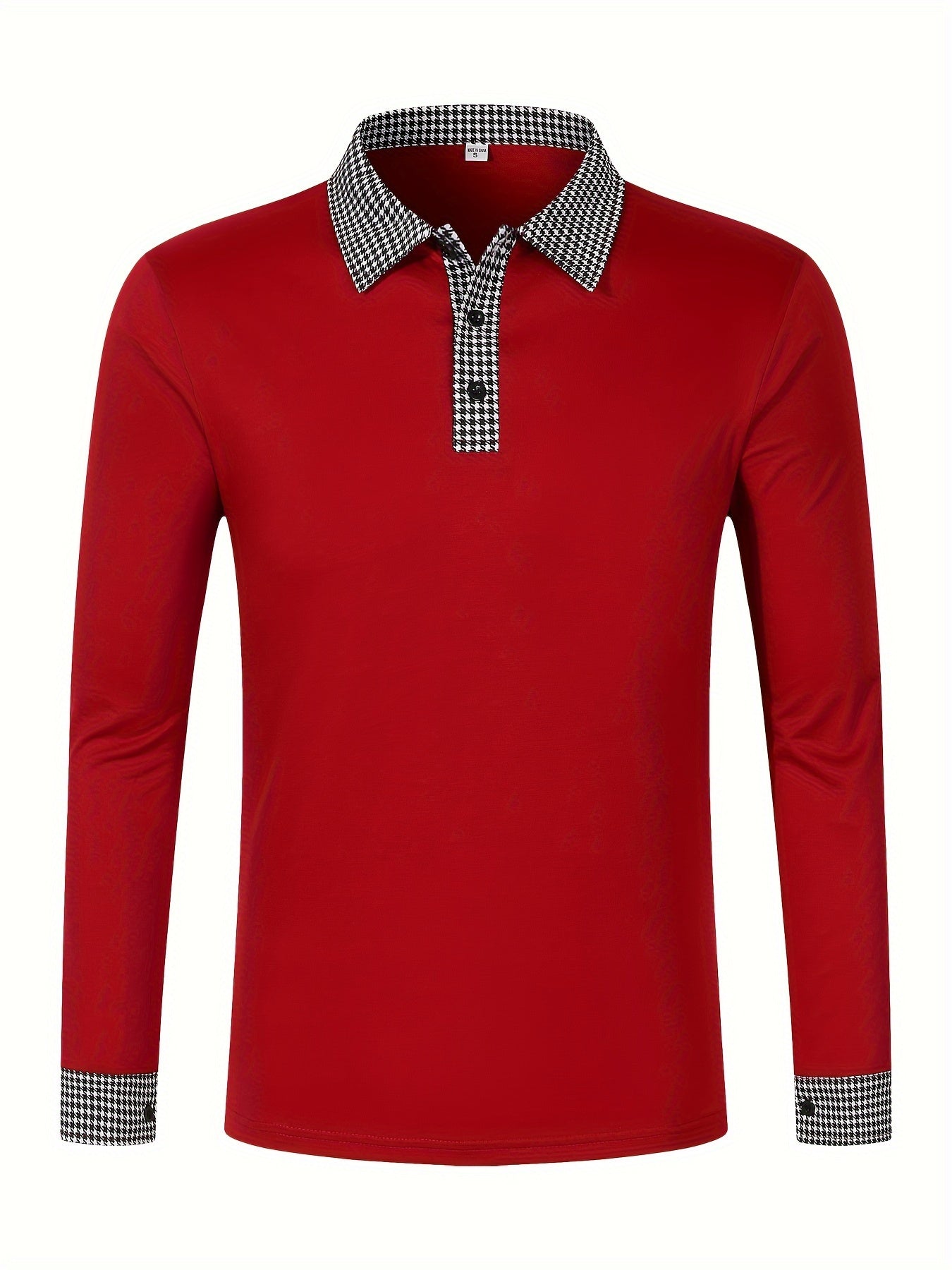 Men's Casual V-Neck Long Sleeve Rugby Shirt For Spring Autumn, Men's Clothing