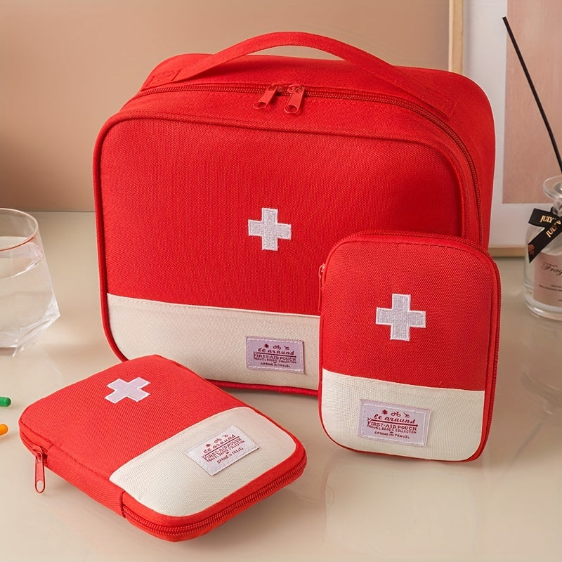 1pc Portable Medical Kit, Household Oxford Cloth First Aid Kit With Zipper, Outdoor Travel Medical Kit, Large Capacity Medicine Storage Bag
