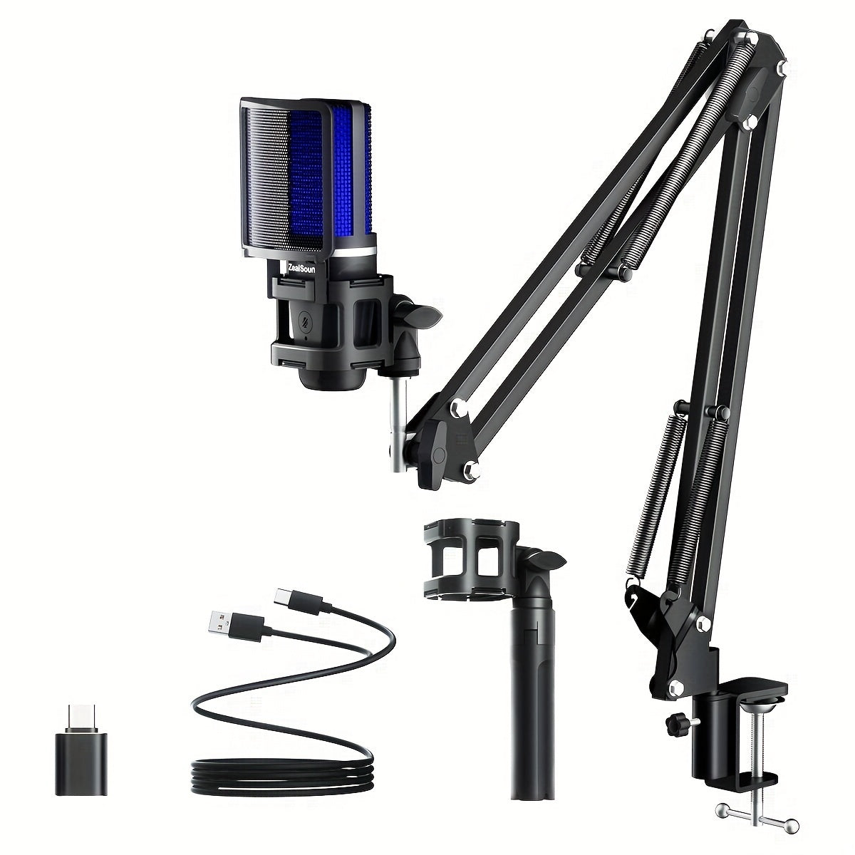 ZealSound Professional USB Gaming Microphone Kit, Podcast Condenser Mic with Boom Arm and RGB Light, Plug&Play Microphones for Streaming, PC, Computer Eid Al-Adha Mubarak