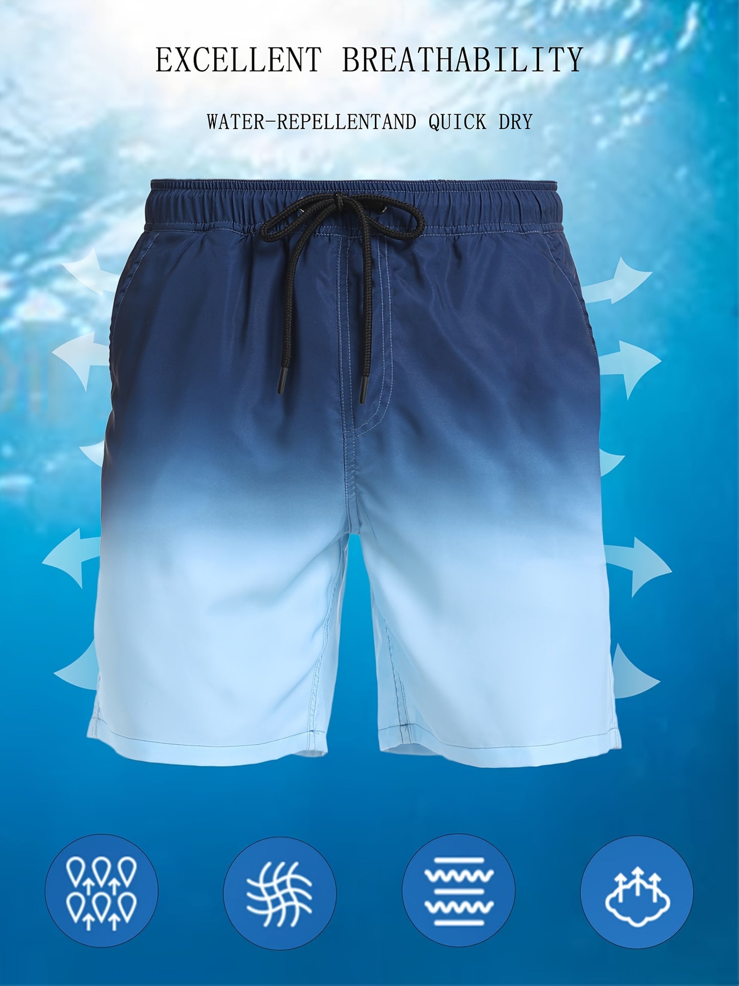 Men's Quick-Dry Beach Shorts with Tropical Palm Tree & Palm Leaf Print - Breathable Stretch Fabric for Summer, Outdoor, Hiking, Swimming - Machine Washable Casual Athletic Shorts, Outdoor Activewear, Summer Shorts