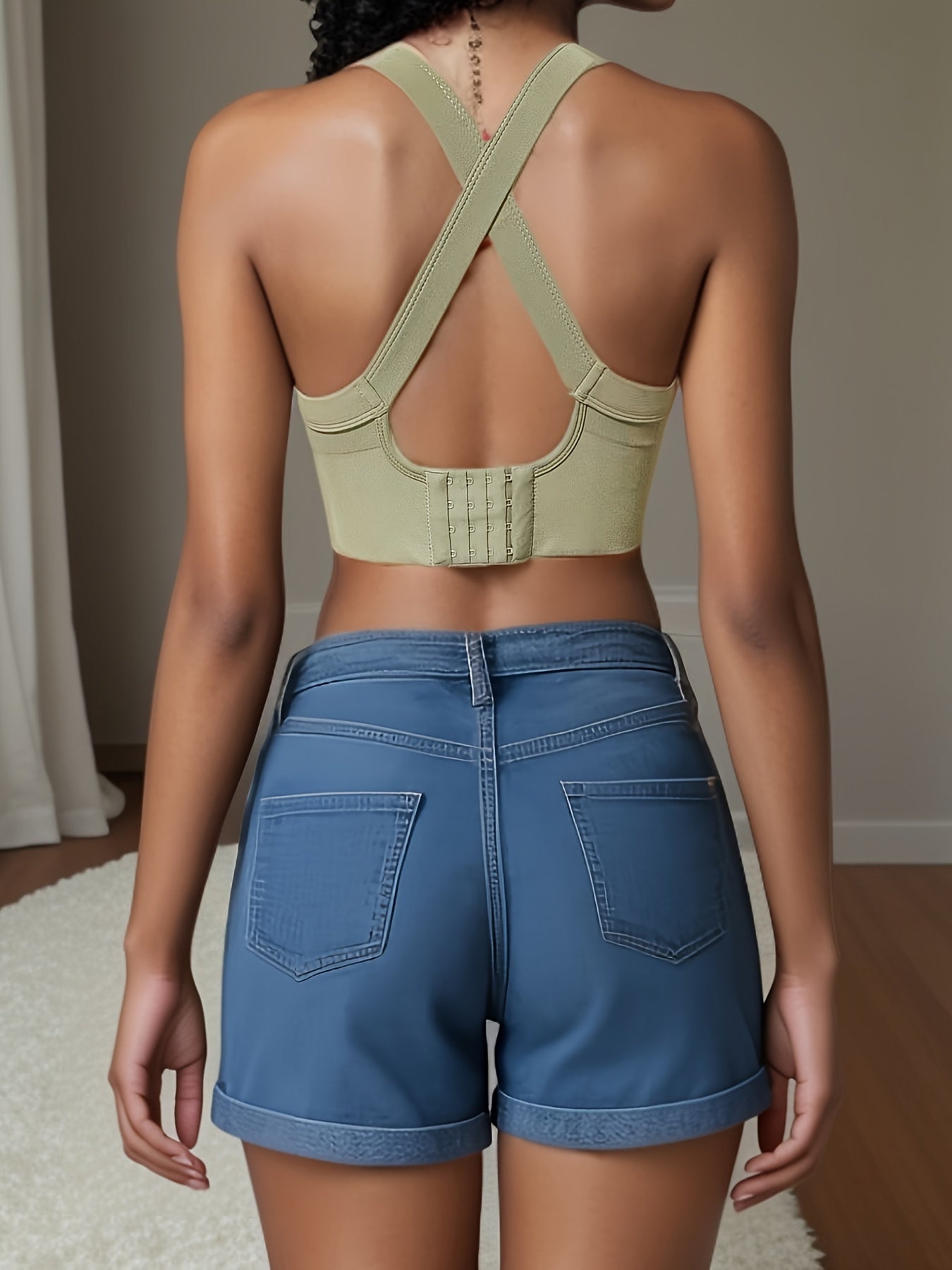 Solid Color Sports Running Bra, Seamless Fitness Top, Women's Activewear ( No Padded)