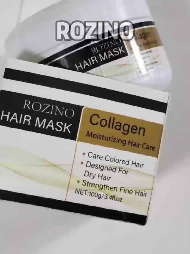 Máscara Capilar de Colagénio ROZINO - 100g, Hidratante e Suavizante para Cabelos Secos e com Frizz, Fragrância Duradoura, Hidratação Intensa com Glicerina, Fórmula Adulta, Máscara Capilar Hidratante | Embalagem Elegante
