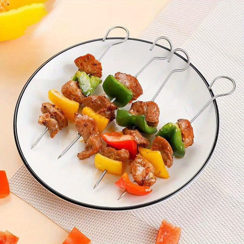 1pc, Air Fryer Rack With 4 Skewers, 19.0cm X 19.0cm X 6.99cm, Nonstick Stainless Steel Dehydrator Rack, Square Air Fryer Baking Rack, Baking Tools, Kitchen Gadgets, Kitchen Accessories