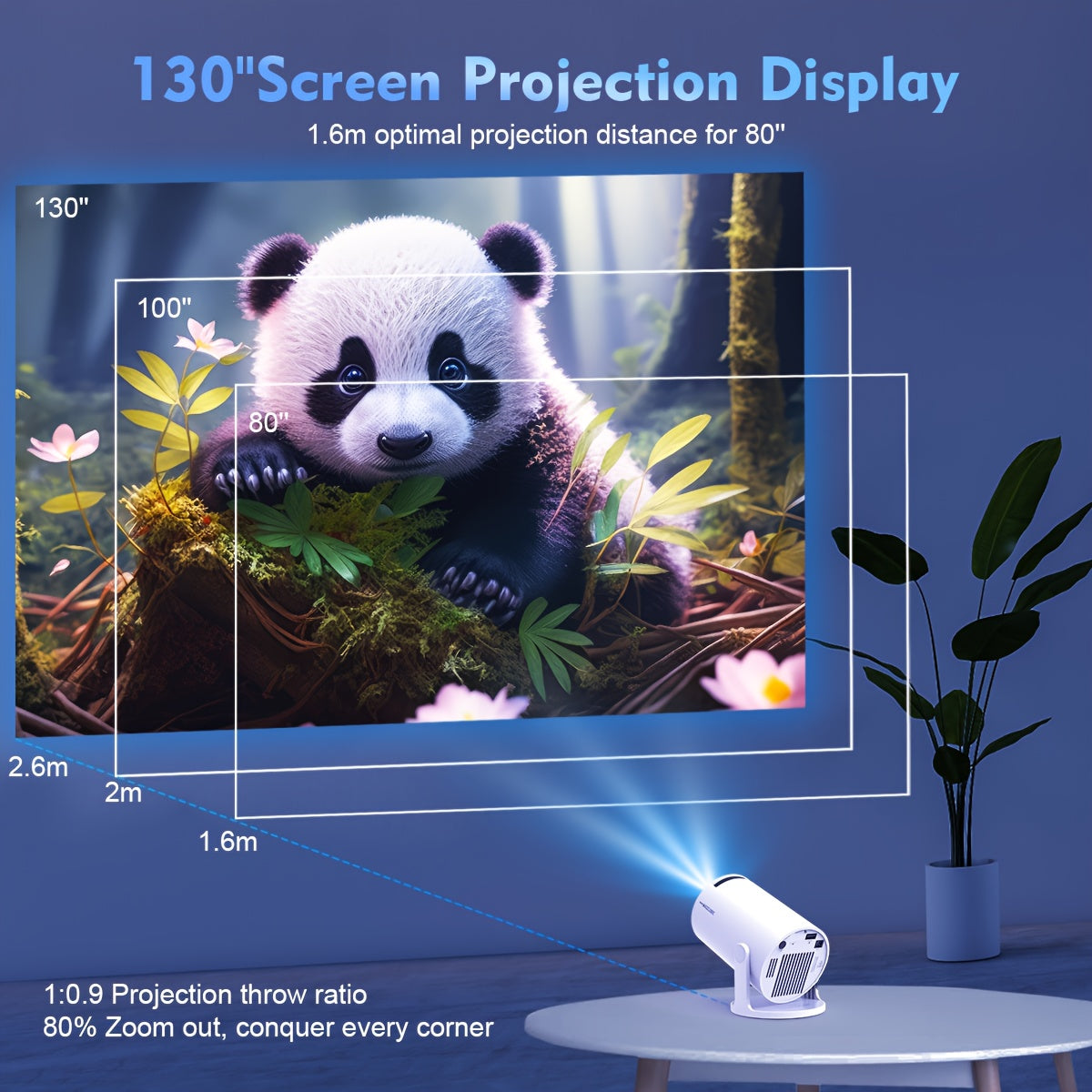 Magcubic HY300 Pro Android 11  Projector with 4K Support, 260ANSI Lumens, Dual 6 & 5.0, 3.3meter Screen, Portable Home Theater Projector with Built-in Speakers, 50,000-Hour Bulb Life, Compatible with , , Gaming Consoles - Com