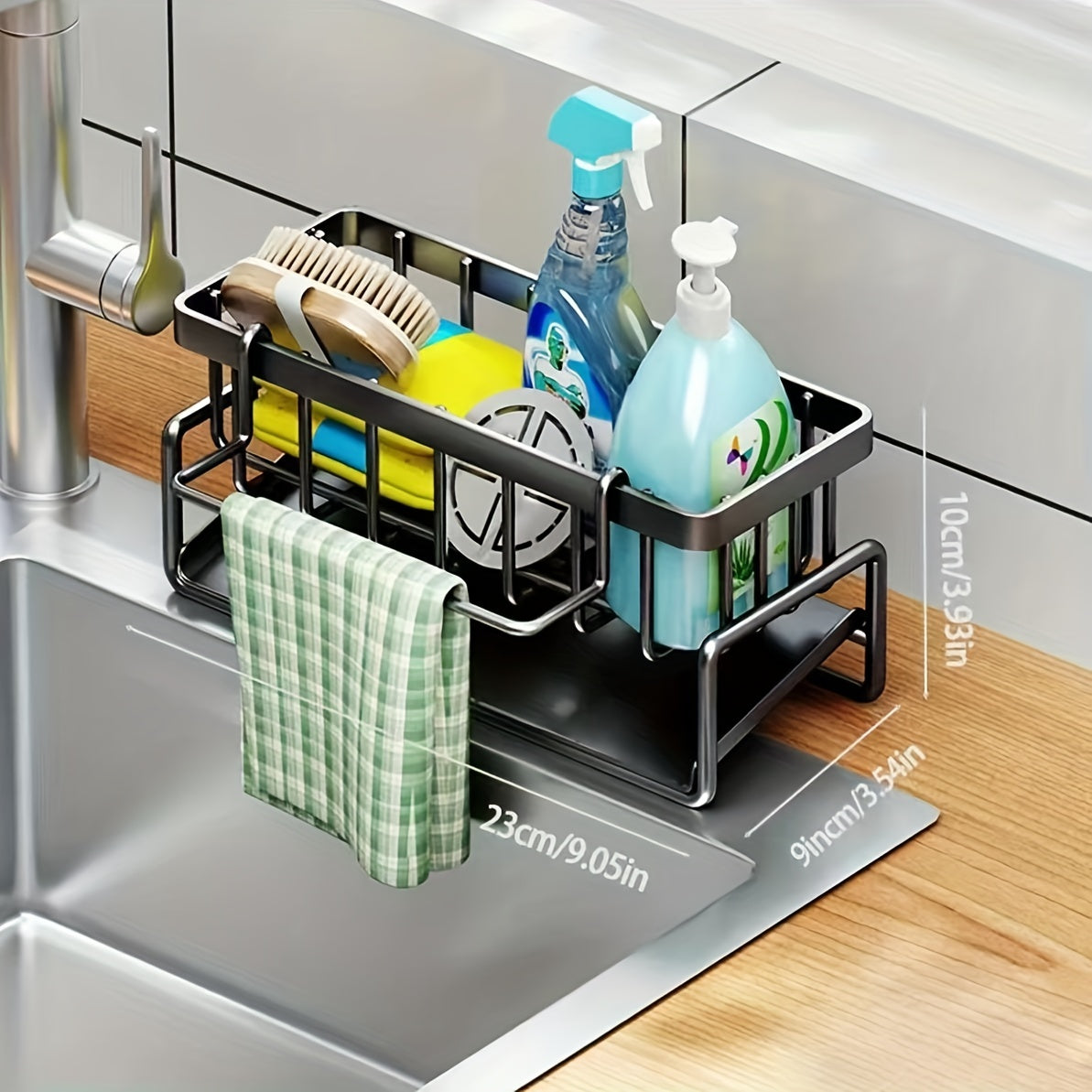 1pc Kitchen Sponge Drain Basket For Sink, Toilet Storage Rack, Kitchen Faucet Sponge Holder, Detachable Hanging Faucet Drain Rack For Sponge, Brush, Towel, Hand Sanitizer, Automatically Draining, Bathroom And Kitchen Supplies