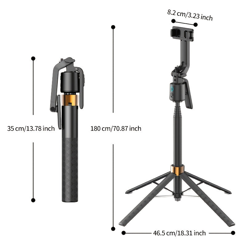 QAML  2025 NEW Q13 AI Selfie Stick Tripod with 360° Face Recognition Follow Mode, ai face tracking, auto face tracking tripod Multi-Function Phone Holder with Remote, Extendable Travel Tripod, Universal 1/4 Inch Screw Compat