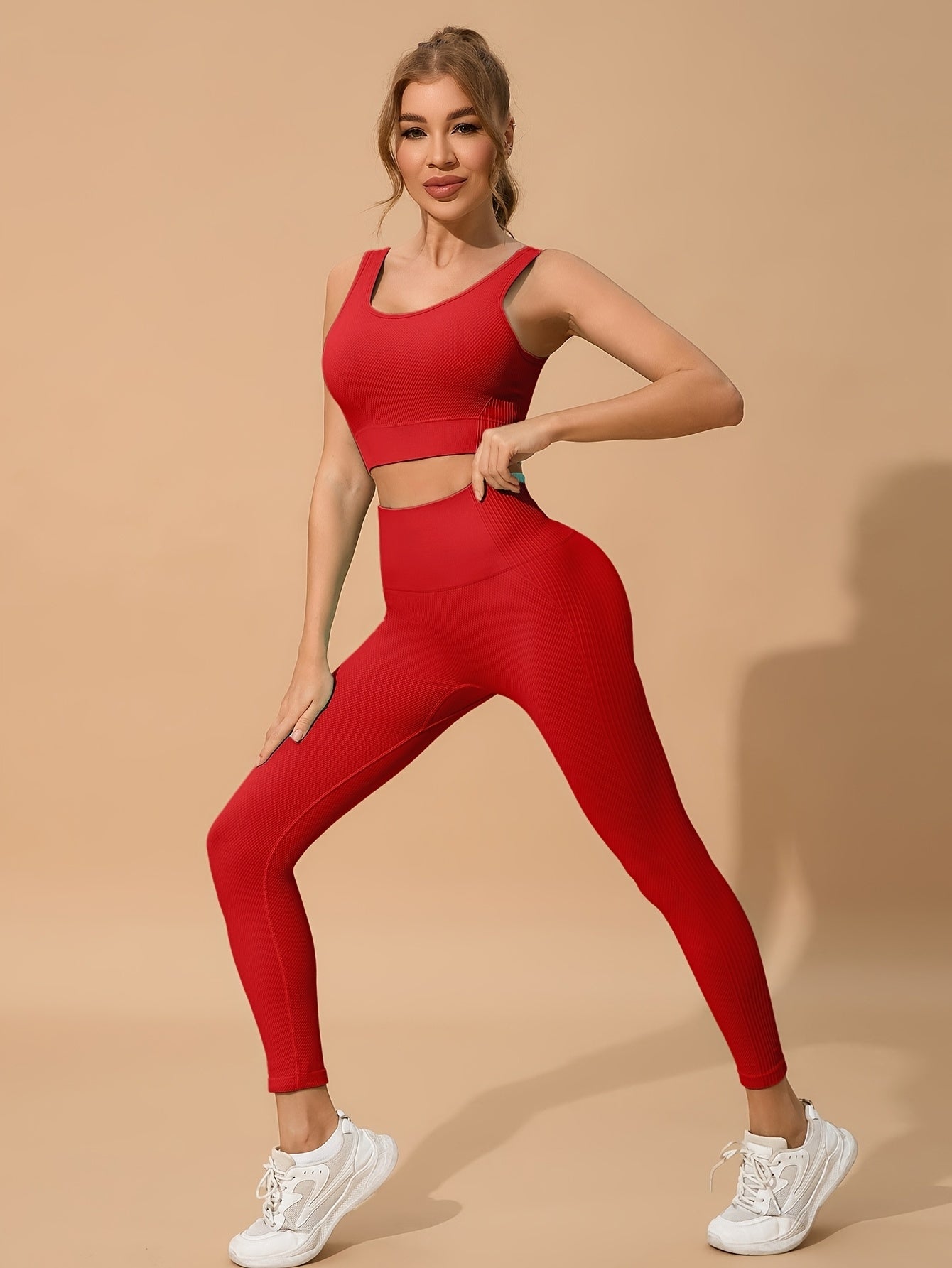 Seamless Yoga & Fitness Set - Quick-Dry, Moisture-Wicking Nylon Blend Sports Bra and Leggings for Women
