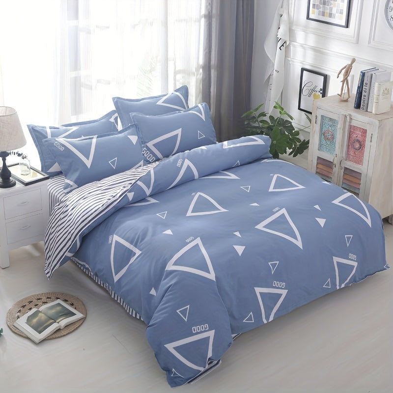 Four Seasons Four-Piece Set of Active Print Fabric, 1pc Quilt Cover Without Quilt Core, 1pc Bed Sheet, 2pcs Pillowcase Without Pillow Core, Comfortable, Soft, Breathable, Active Print Fabric, Suitable for Dormitory, Living Ro