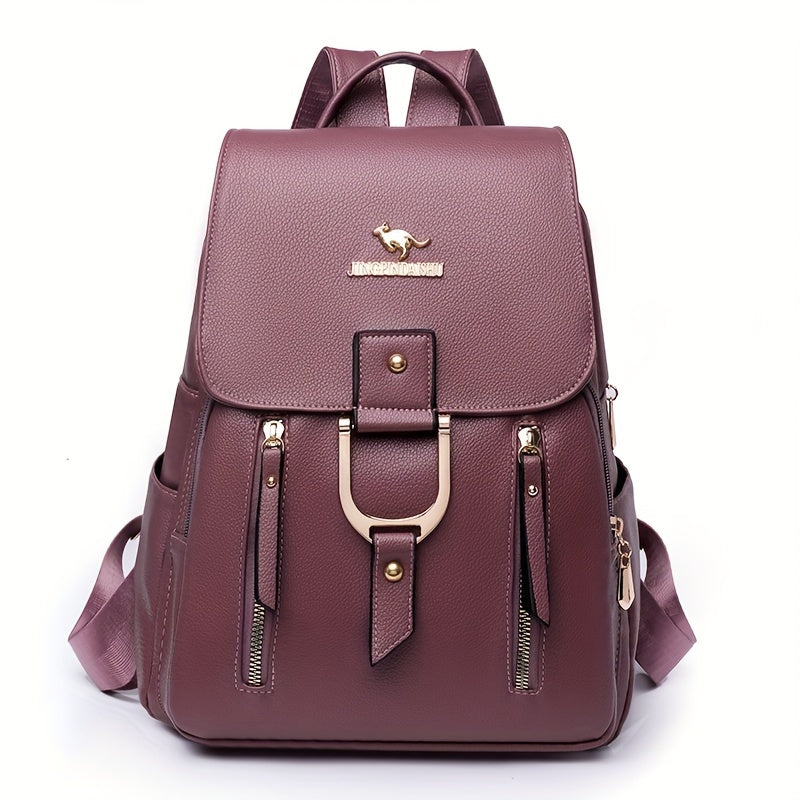 Women'S Large Capacity Nylon Backpack, Casual Style, Non-Washable, Adjustable Strap, Zip Closure, Polyester Lining, Carved Detail, Versatile for Daily Commute and Travel