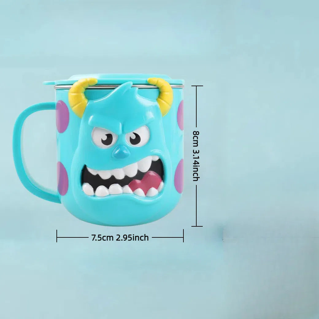 Monsters University Mike Wazowski 316 Stainless Steel Coffee Mug with Lid - 260ml, Blue Cartoon Design, Perfect for Work, School, Outdoor Activities, and Gifts, Work Mug | Playful Mug Style | Durable Coffee Cup, Coffee Bar Ac