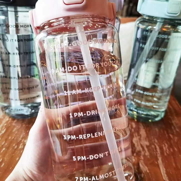 2L Sports Cup Water Bottle With Straw - Large Capacity, Portable & Durable For Outdoor Sports & Fitness!