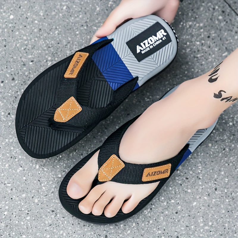 Men's Non-Slip EVA Slip-Resistant Flip-Flops - Heavy-Duty Ergonomic Arch & -Odor Technology, Green/Golden/Grey/Grip Tread Beach Sandals with Ergonomic Arch, Lightweight & Durable for Swimming, Walking, Pool - Multi-Color Opti