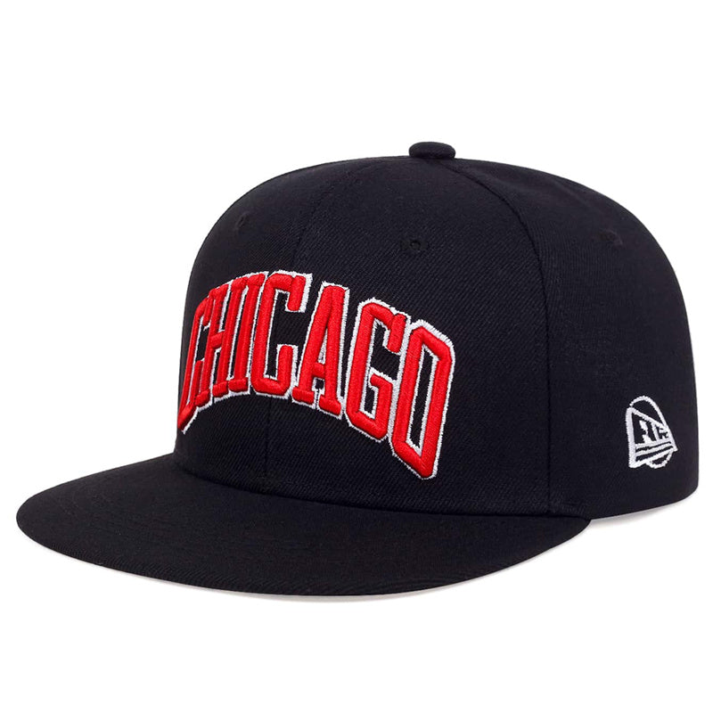 2.54 cmCHICAGO" Embroidered Baseball Cap, Lightweight Polyester, Hand-Washable, Sporty Snapback with Iconic Design for Casual Wear