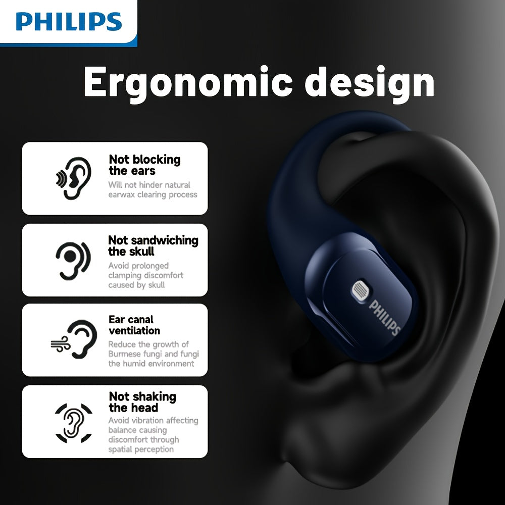 Philips' new 2025 wireless headphones, equipped with a 500-milliampere charging case, upgraded wireless 5.4 technology, on-site listening experience, ear-back fitting design, significantly enhanced sound insulation effect, AI