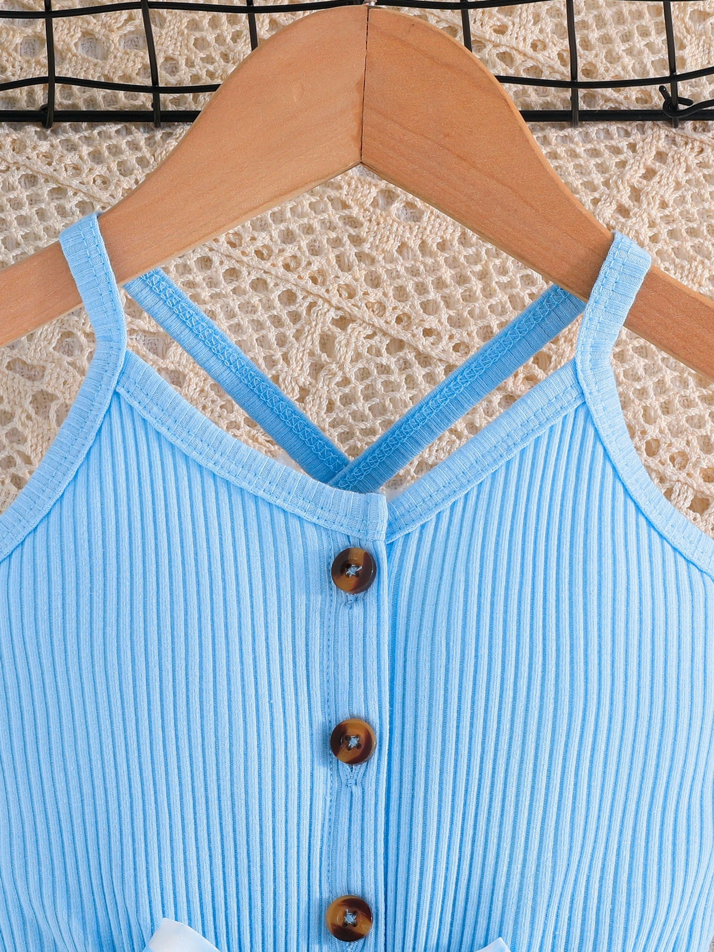 Girls' Summer Casual Floral Print Off-Shoulder Jumpsuit with Adjustable Waist Belt - Lightweight Breathable Shorts for Outdoor Play & Daily Wear, Blue & White Flower Design, Perfect for Weekend Outings, Cute Outfits for Girls