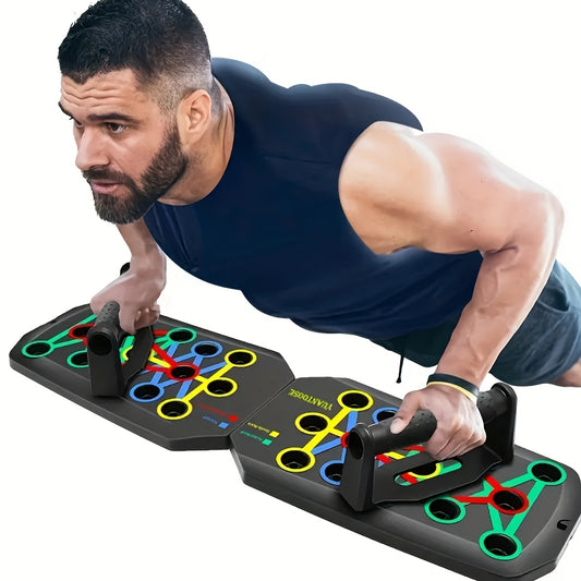 28-Hole Push-Up Stand - Multi-Functional Home Gym Equipment for Core Strength & Ab Workouts, Durable ABS Plastic with Colorful Handles, Portable Design for Home Fitness Training, Workout Accessories, Sleek Exercise Tool, Stur