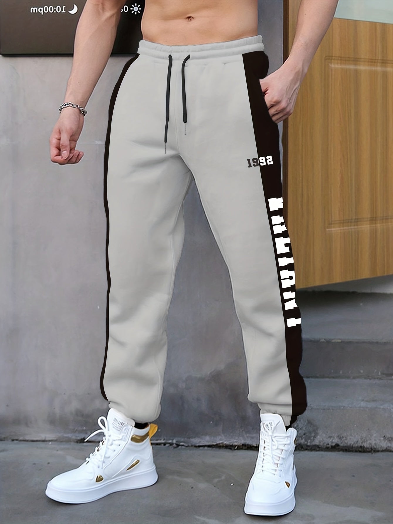 Letter Print Drawstring Sweatpants Loose Fit Pants Men's Casual Joggers For Men Winter Fall Running Jogging