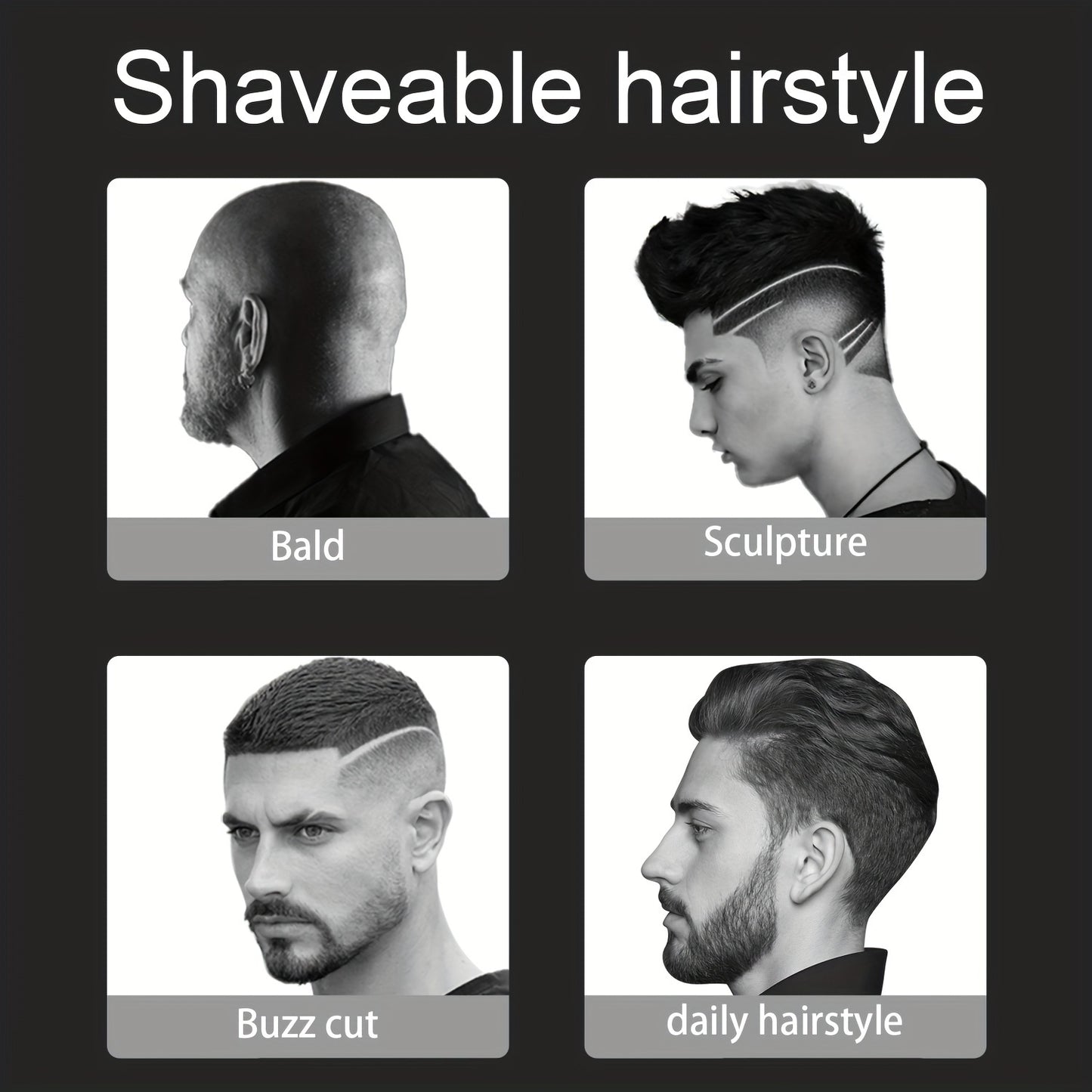 LED Display Men'S Electric Shaver, Professional Men'S Hair Clipper, Hair Trimmer, USB-C Rechargeable, Wireless Long Hair Trimmer, Hair/Beard Trimming Kit with 4 Attachments Combs