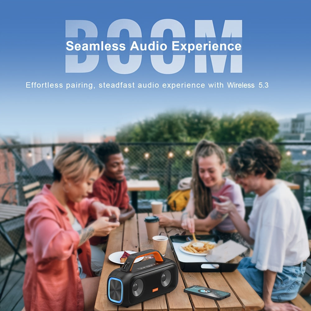 DOSS Extreme Boom S Portable Speaker, Wireless 5.3 with 60W Stereo Sound, Rich Bass, IPX6, 25H Playback Time, TWS, LED Lights, Suitable for Camping, Beach, Pool Outdoor Speakers - 507S