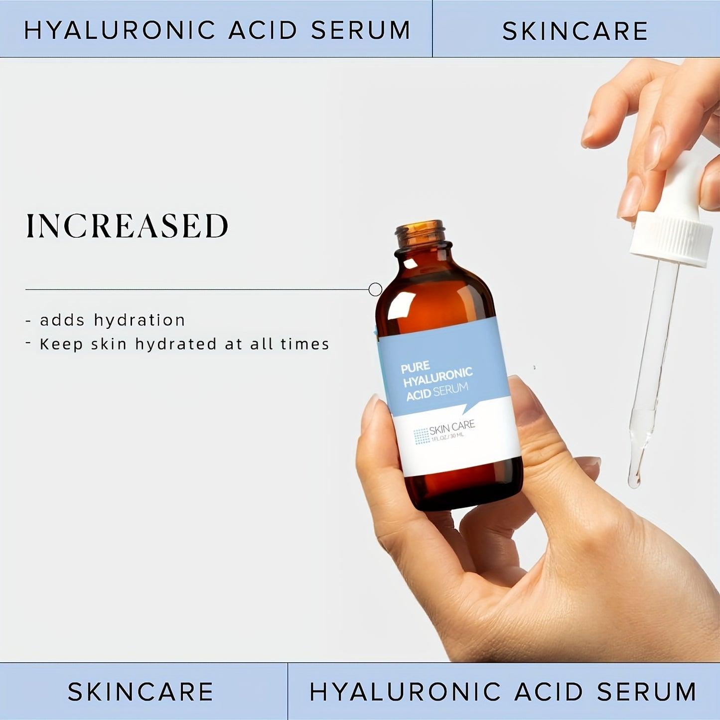 Pure Hyaluronic Acid Serum - With Plant Squalene Intense Hydration Skin Care Solution - 1 FL. OZ. (30 ML) For Youthful, Radiant Skin