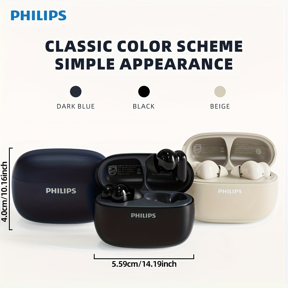 For Philips Active Noise-Cancelling Wireless Headphones with Single-Click Left Ear Adjustment, Dual HD Microphones, Sport-Style In-Ear Design, USB-C Charging, 10W Max Output, 5W Min Output, 36V Safe Voltage, Compatible with f